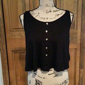 Bozzolo Lace Racer-Back Black Lace Crop Top M